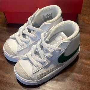 Nike White and Green High-Top Sneakers